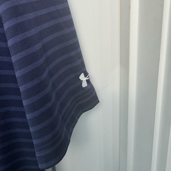 Under Armour Men's Golf Polo Torrey Pines 2XL Loose Blue Stiped Heat Gear Preppy - Picture 4 of 8